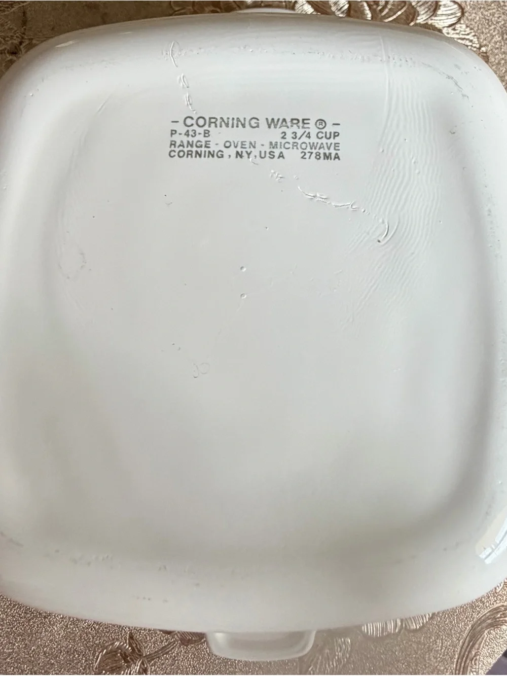Corningware White Covered Casserole with Fruit and Botanical Design